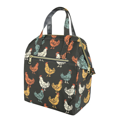 Vintage Rooster Portable Insulated Lunch Bag