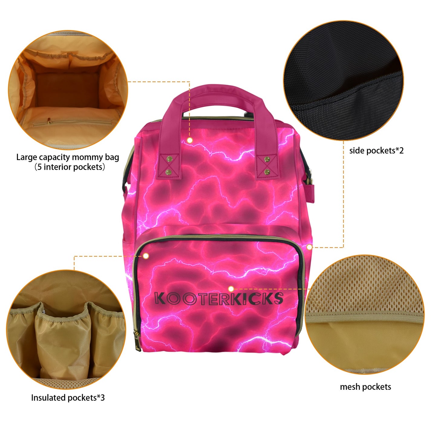 Pink Lightnight Diaper Bag Backpack