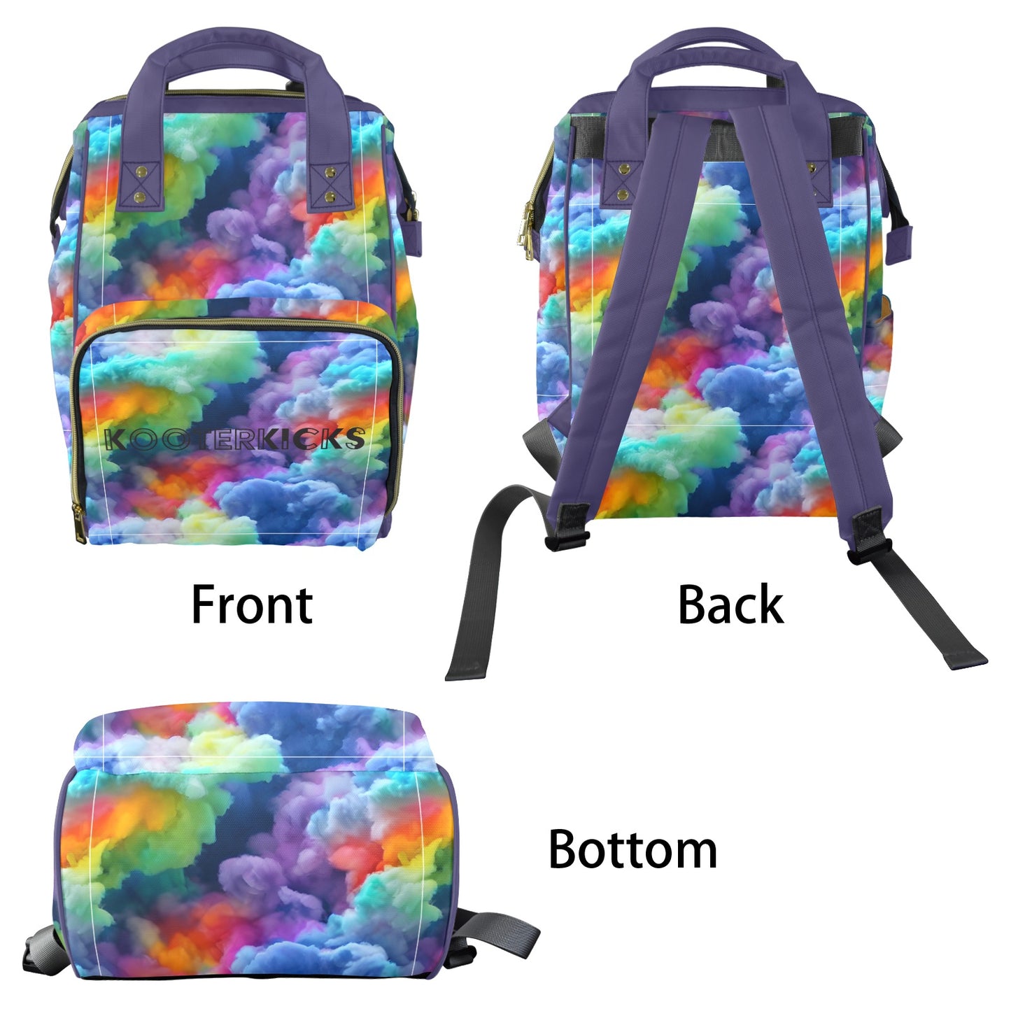 Rainbow Clouds Multi-Function Diaper Bag Backpack