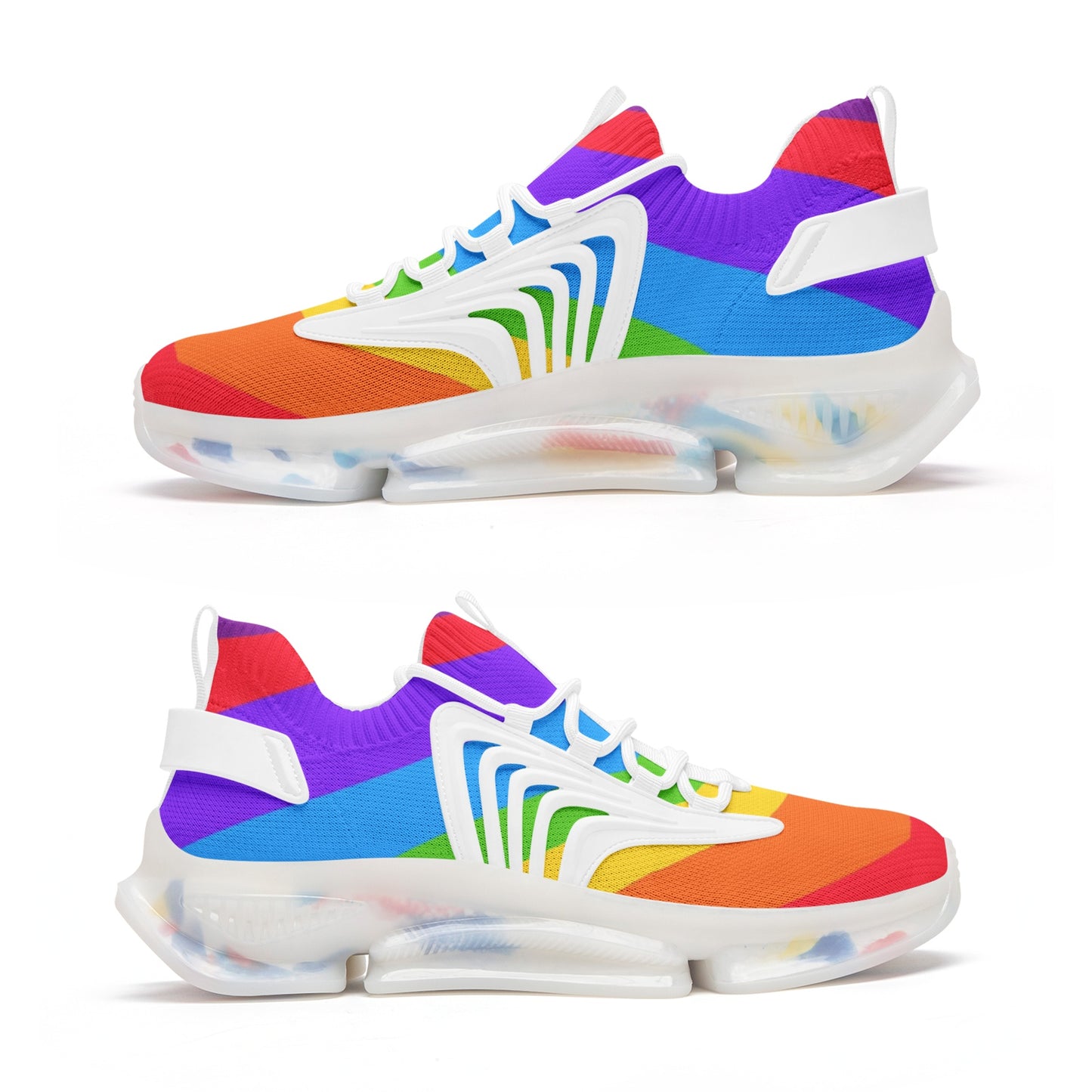Unisex Rainbow Wave Low Top Mesh Sneakers