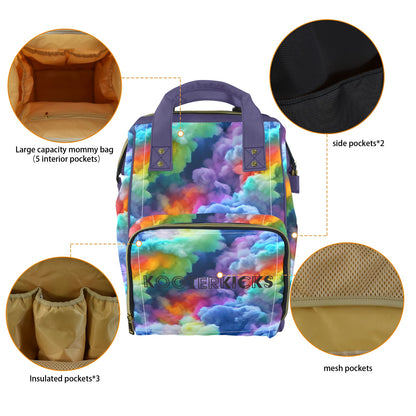 Rainbow Clouds Multi-Function Diaper Bag Backpack