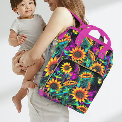Neon Sunflowers New Multi-Function Diaper Bag
