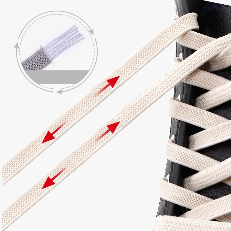 Solid Colour No-Tie Flat Elastic Shoelaces