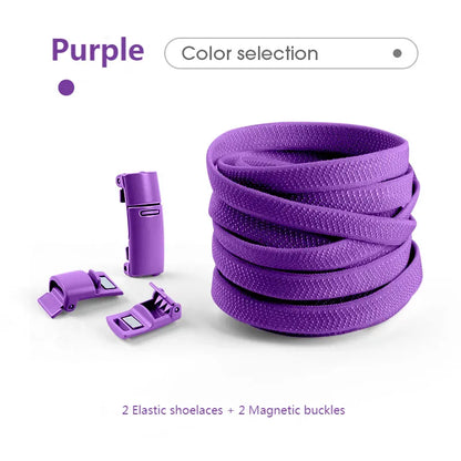 Solid-Coloured No-tie Stretch Laces with Magnetic Lock