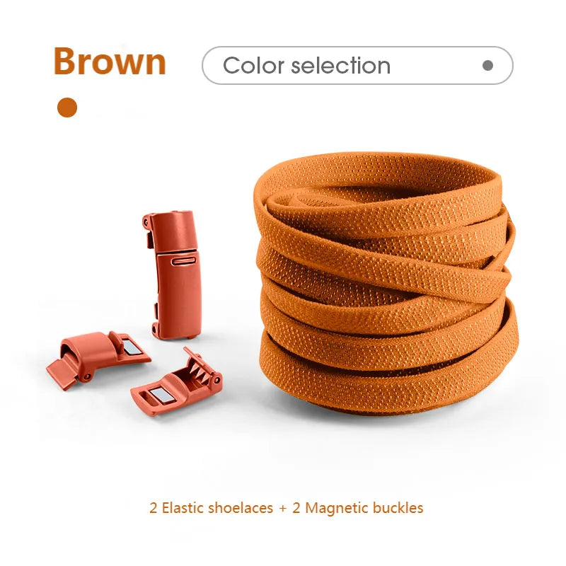 Solid-Coloured No-tie Stretch Laces with Magnetic Lock