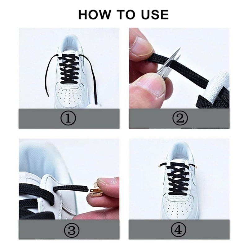 Solid Colour No-Tie Flat Elastic Shoelaces