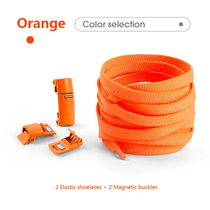 Solid-Coloured No-tie Stretch Laces with Magnetic Lock