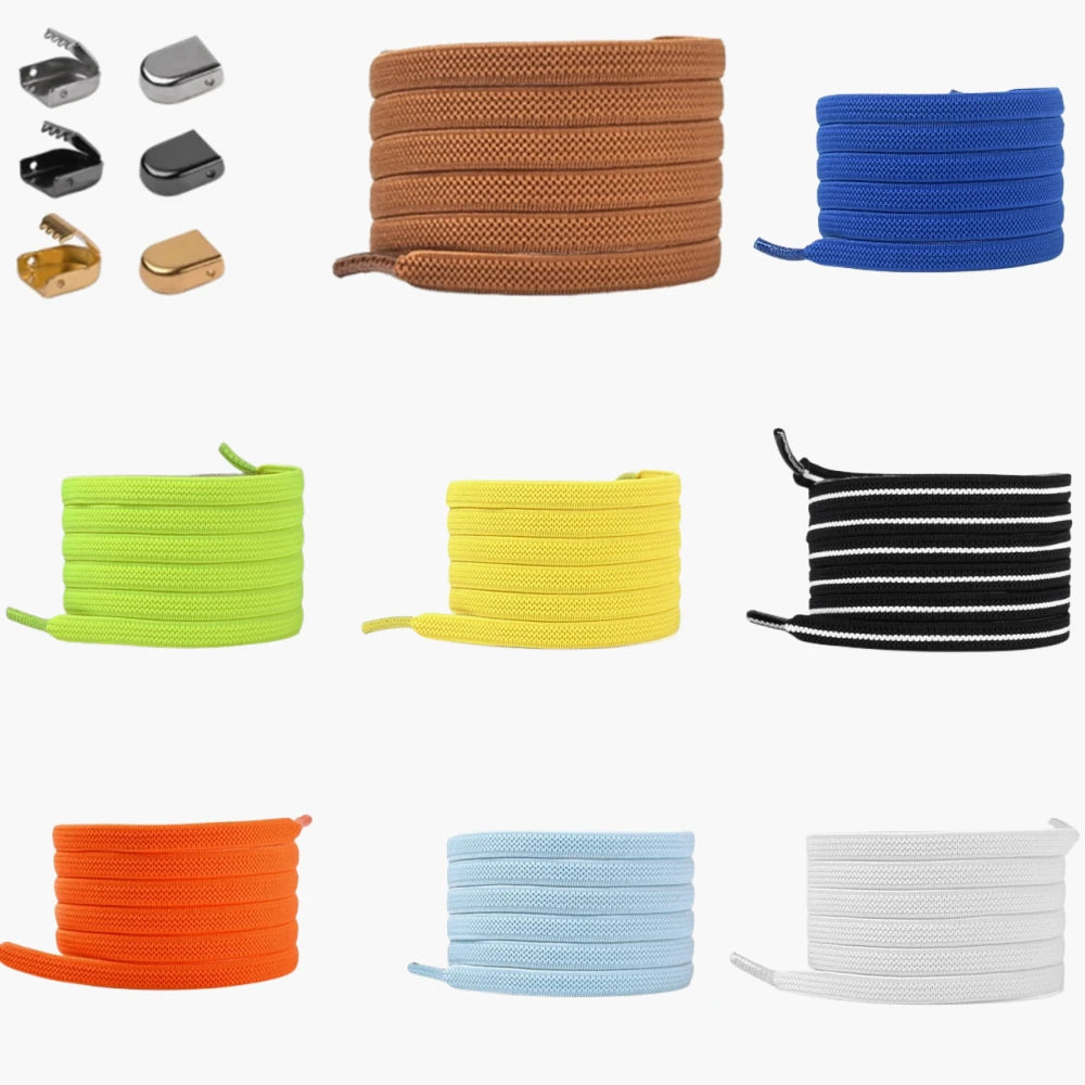 Solid Colour No-Tie Flat Elastic Shoelaces