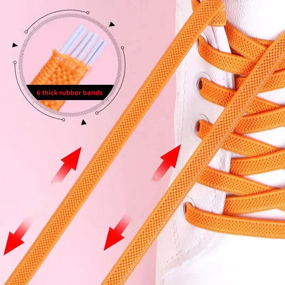 Solid Colour No-Tie Flat Elastic Shoelaces