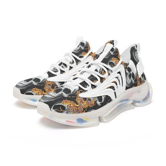 Unisex Skull Flames Low Top Mesh Sneakers