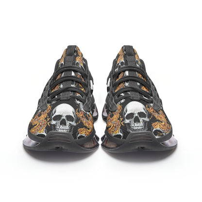Unisex Skull Flames Low Top Mesh Sneakers
