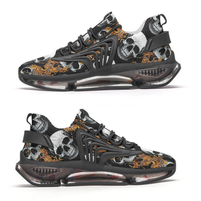 Unisex Skull Flames Low Top Mesh Sneakers