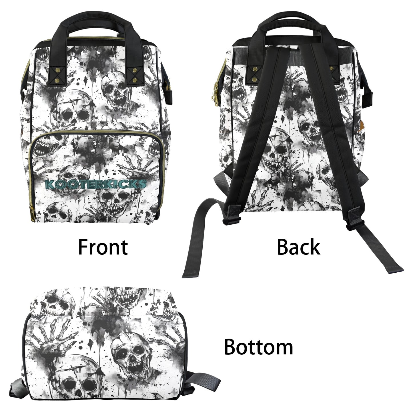 Creepy Zombie Skulls Multi-Function Diaper Bag Backpack