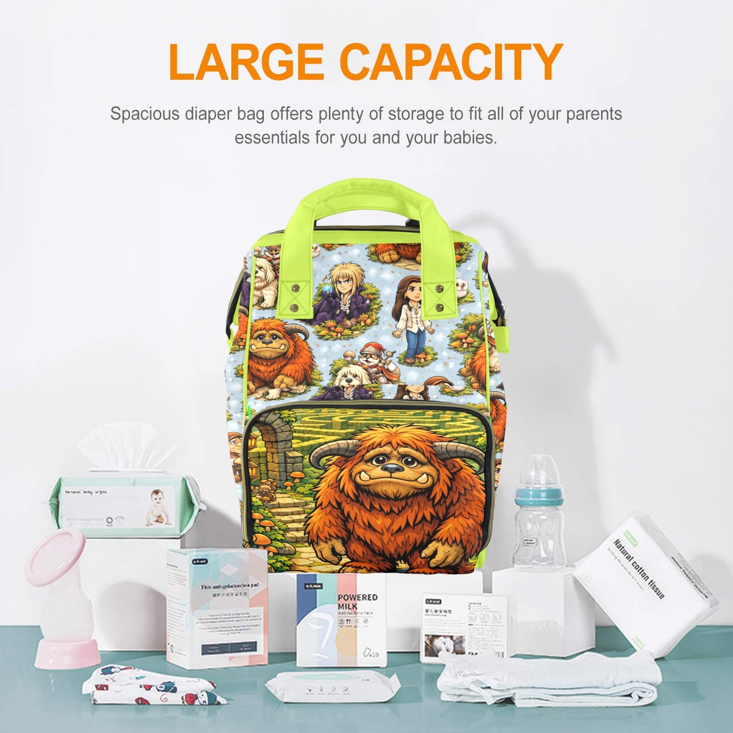 Labyrinth Lime Multi-Function Diaper Bag-New