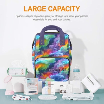 Rainbow Clouds Multi-Function Diaper Bag Backpack