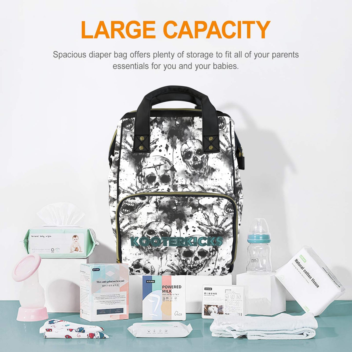 Creepy Zombie Skulls Multi-Function Diaper Bag Backpack