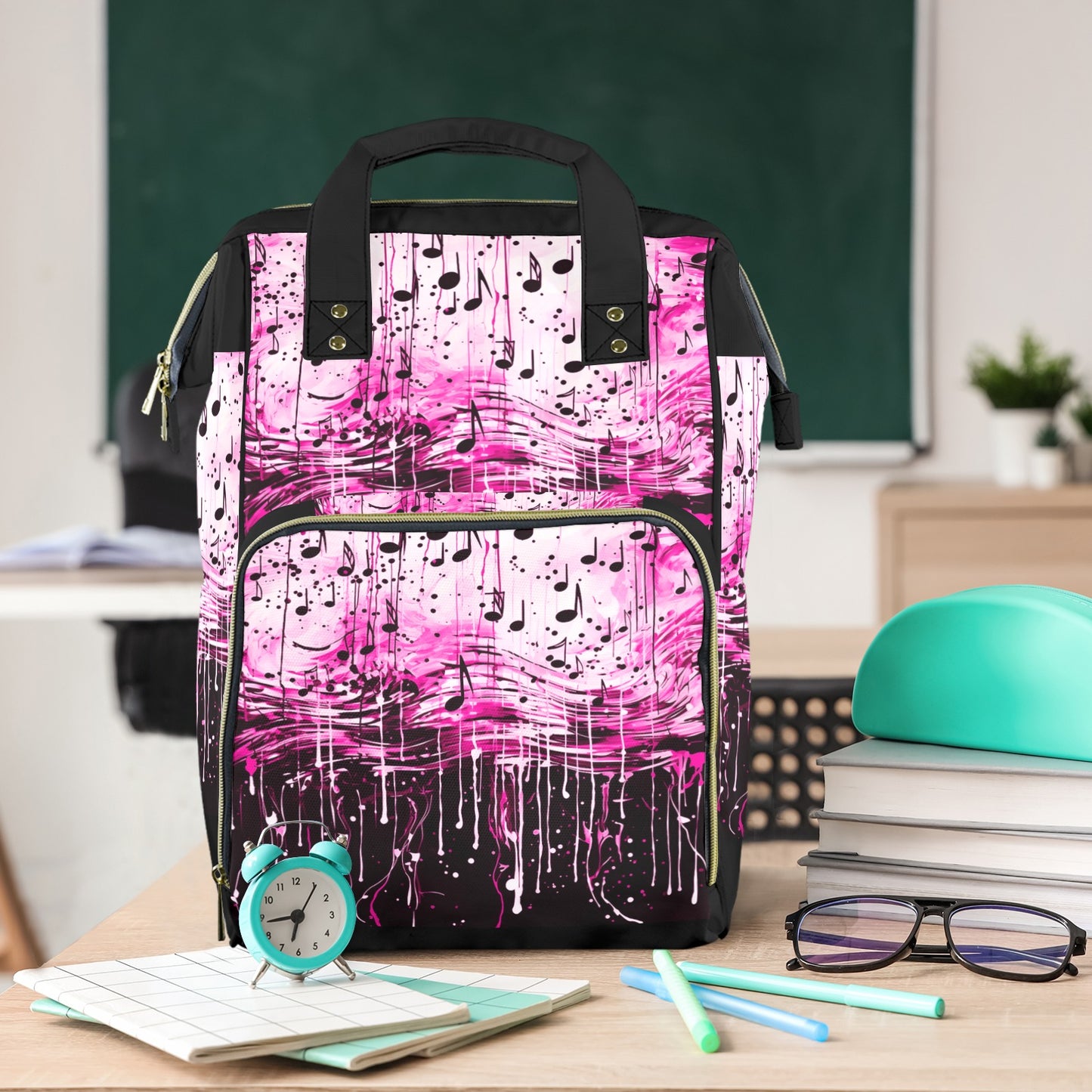 Music notes pink New Multi-Function Diaper Bag