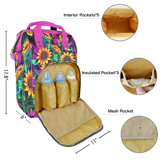 Neon Sunflowers New Multi-Function Diaper Bag