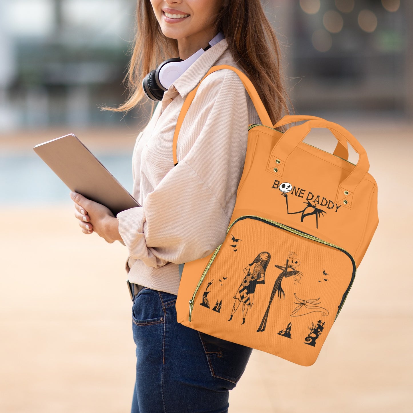 NMBC Orange Silhouettes New Multi-Function Diaper Bag-Large