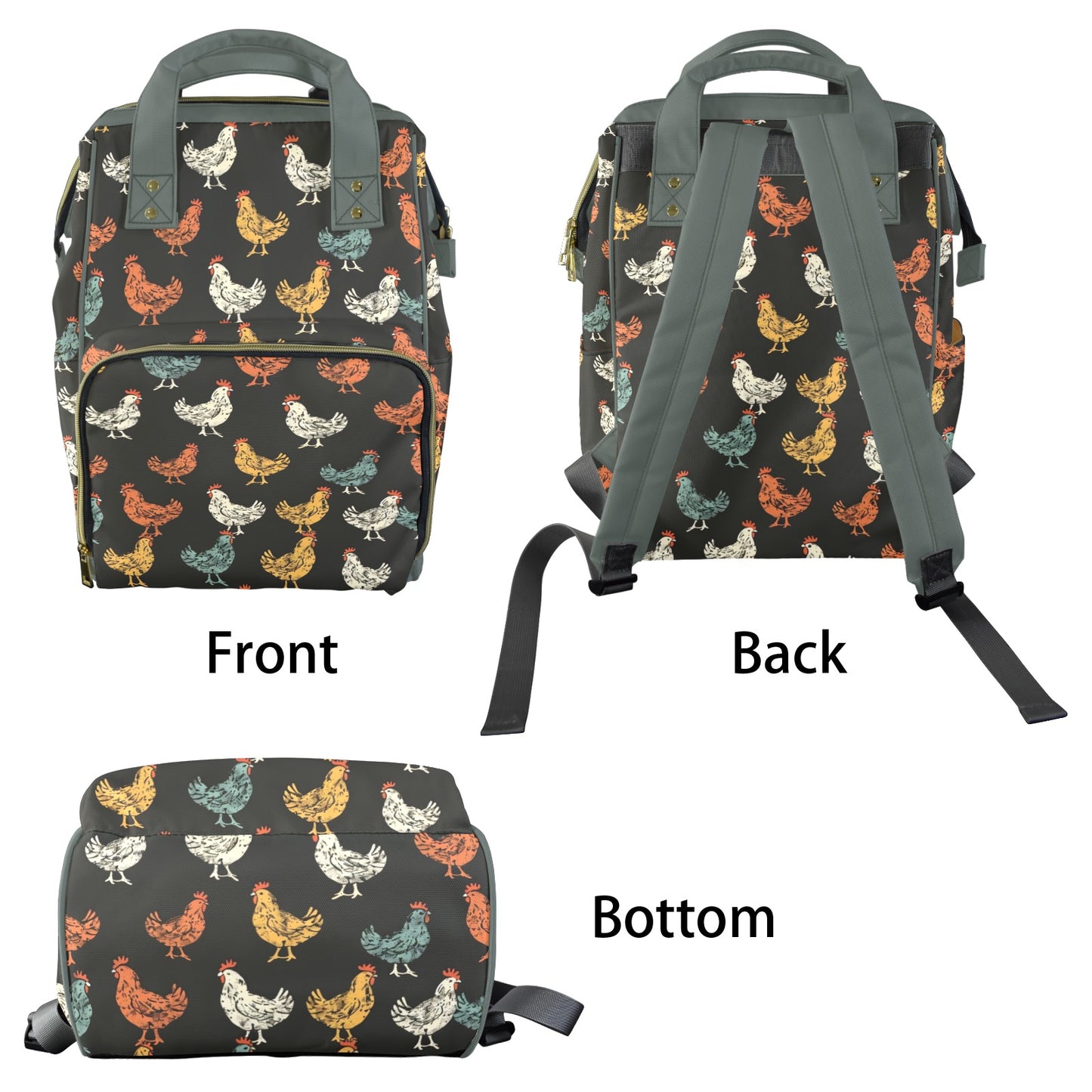 Vintage Rooster Diaper Bag Backpack