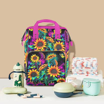 Neon Sunflowers New Multi-Function Diaper Bag