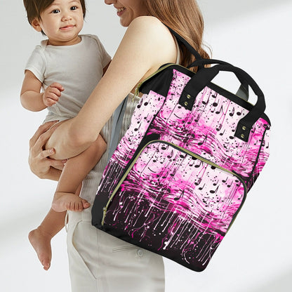 Music notes pink New Multi-Function Diaper Bag
