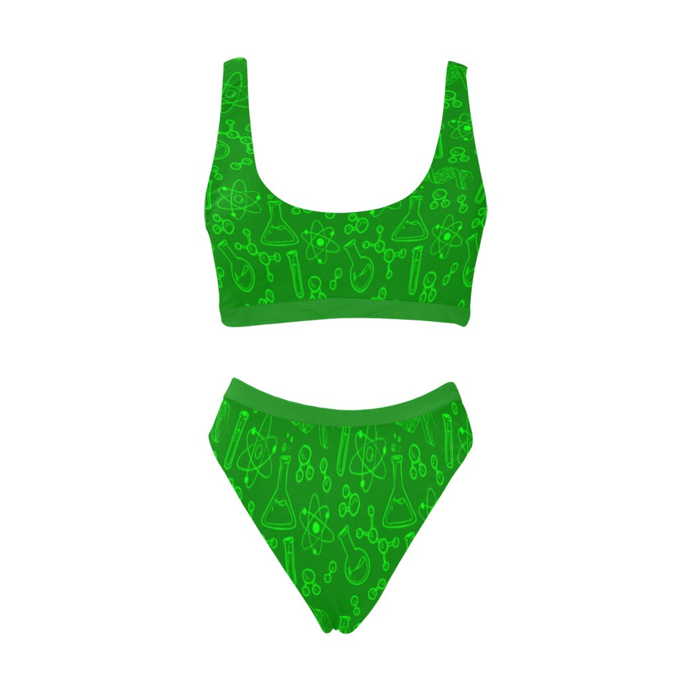 Rick & Morty Green Sport Bikini Top & High-Waisted Bikini Swimsuit