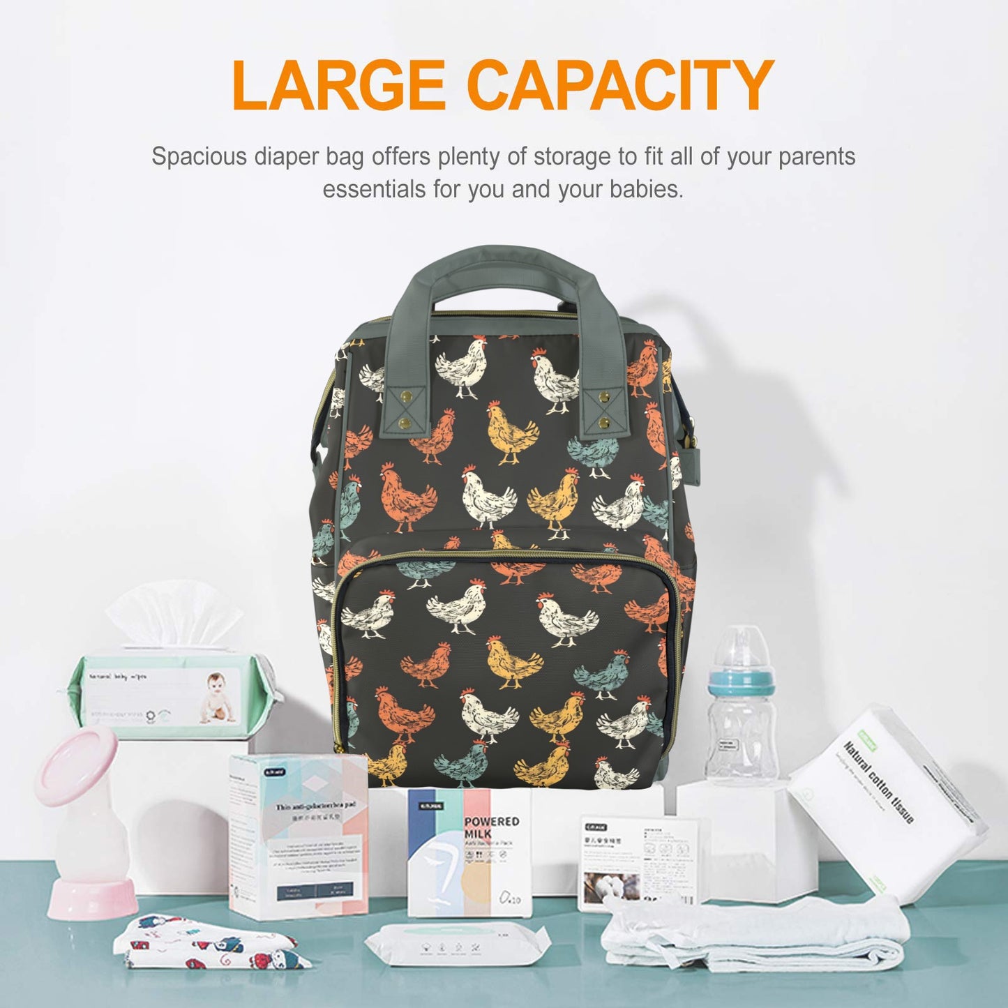 Vintage Rooster Diaper Bag Backpack