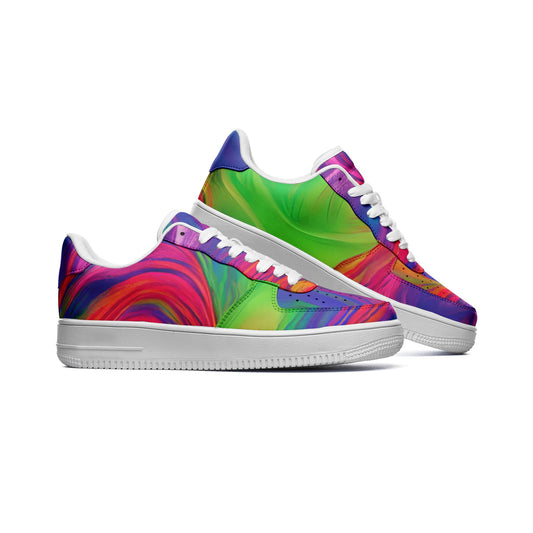 Rainbow Swirl Low Top Leather Sneakers