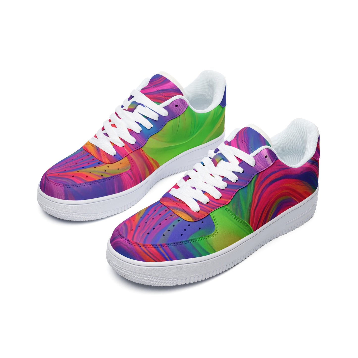 Rainbow Swirl Low Top Leather Sneakers