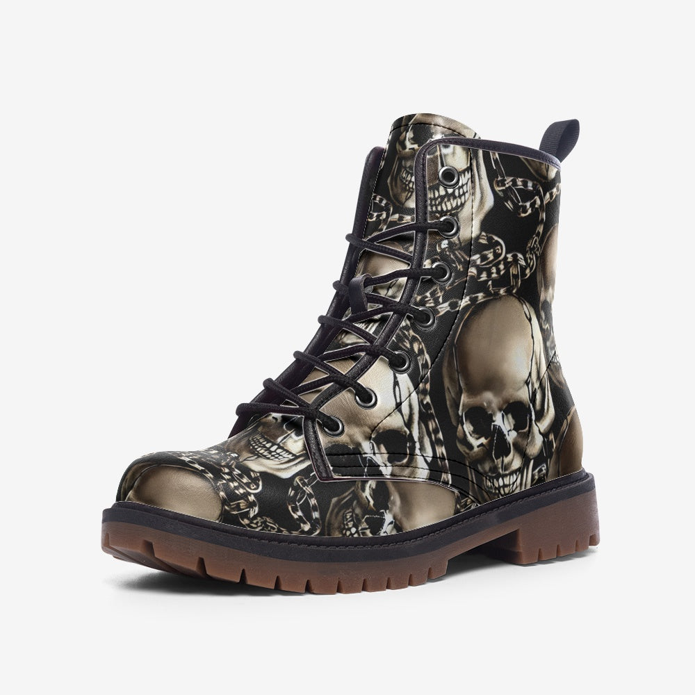 Skulls and Chains Gothic Casual Leather Lightweight Boots