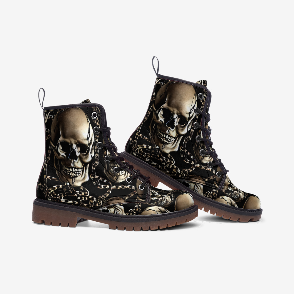 Skulls and Chains Gothic Casual Leather Lightweight Boots