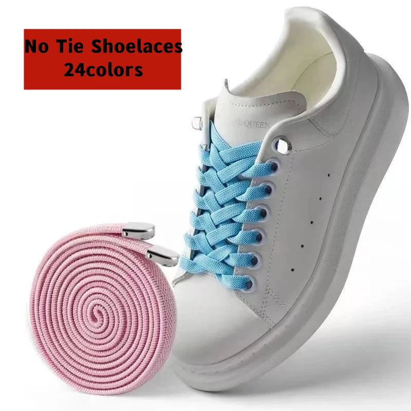 Solid Colour No-Tie Flat Elastic Shoelaces