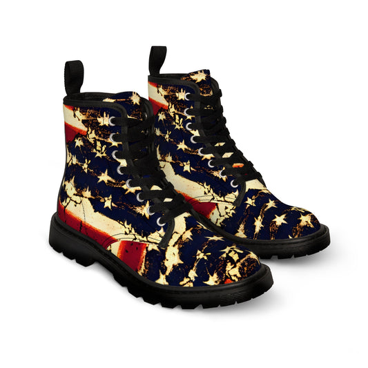 Striped Retro American Flag Canvas Boots