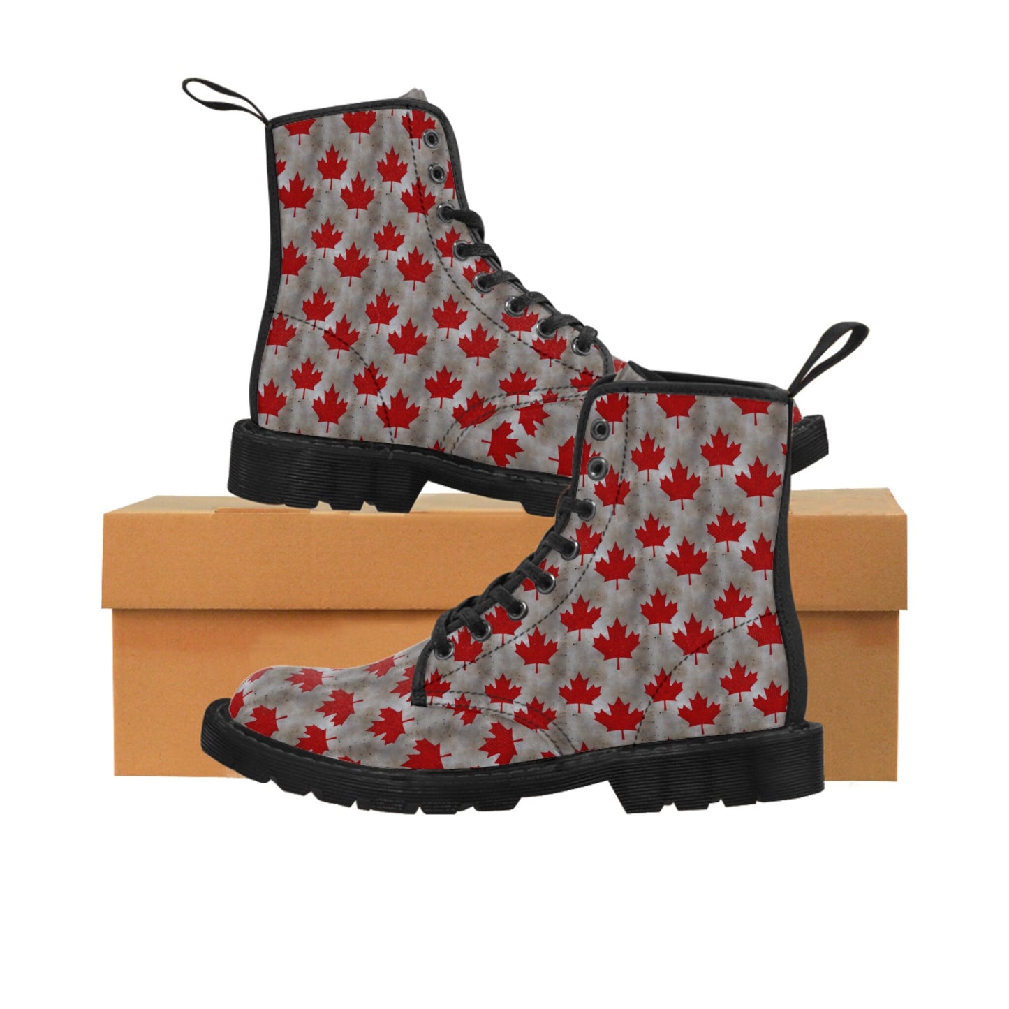 Mens Maple Leaf Canada Flag Canvas Boots