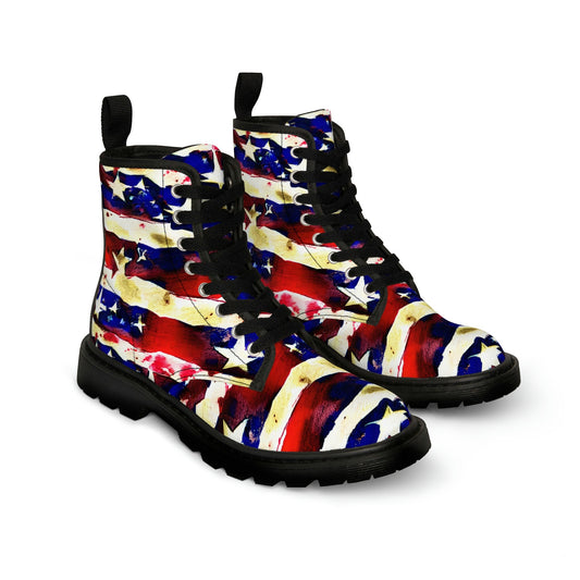 Mens Fit Retro American Stripe Canvas Boots