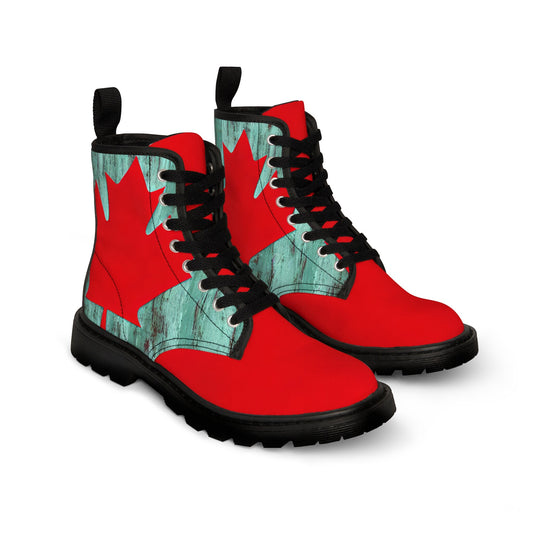 Mens Vintage Canada Canadian Flag Canvas Boots