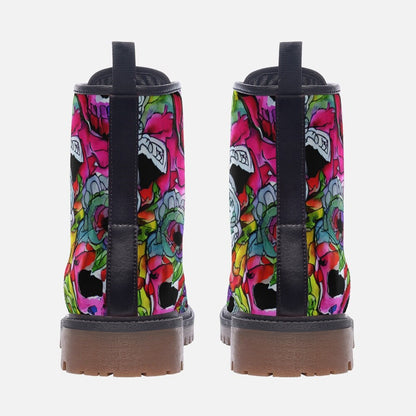 Rainbow Grunge Skull Gothic Casual Leather Lightweight Boots