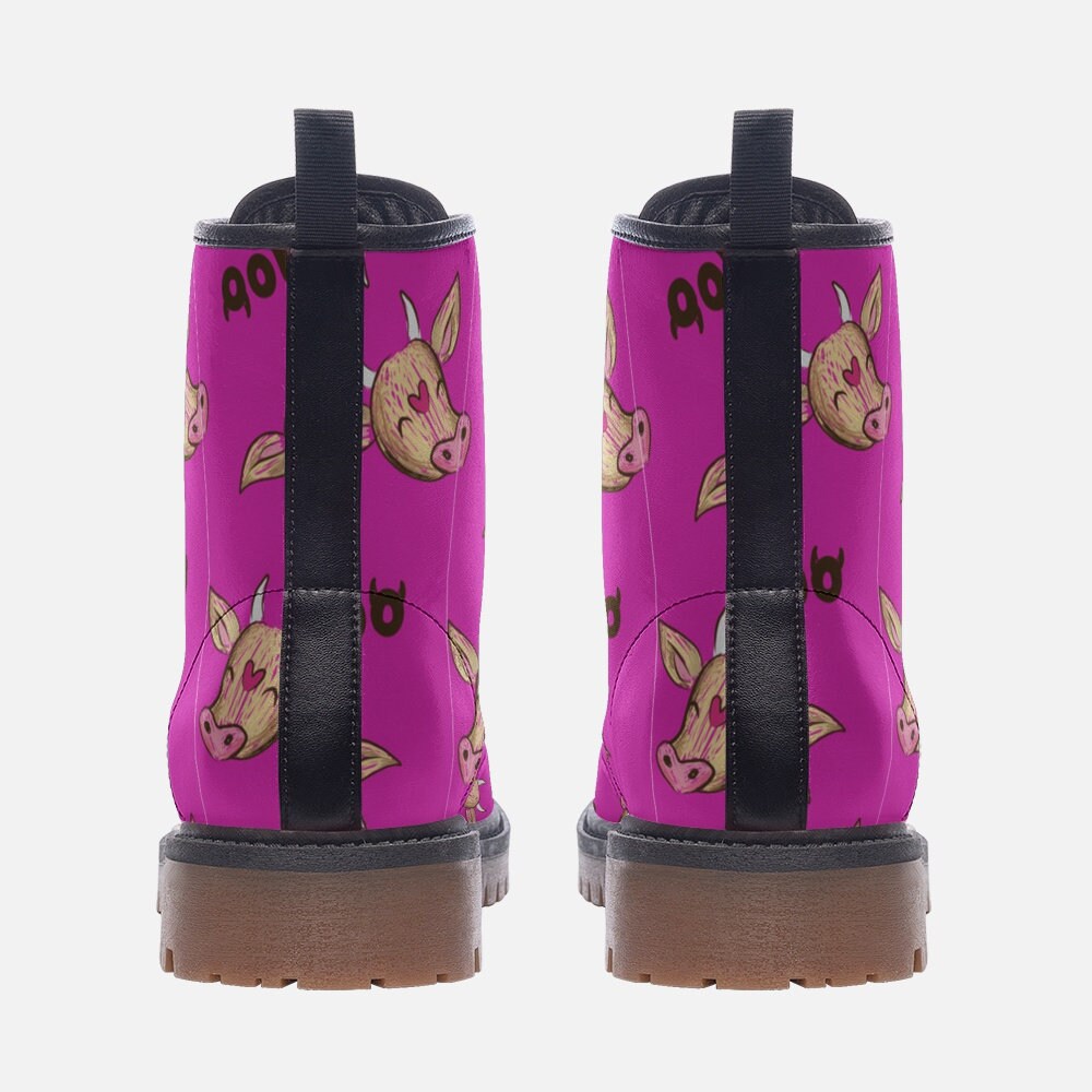 Pink Cow Cattle Casual Leather Lightweight Boots