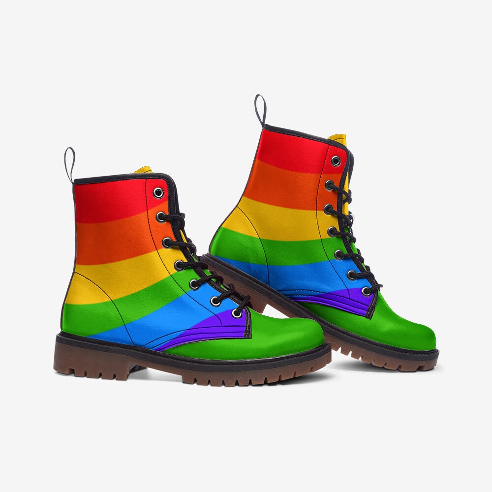 Rainbow Wave Pride Casual Leather Lightweight Boots