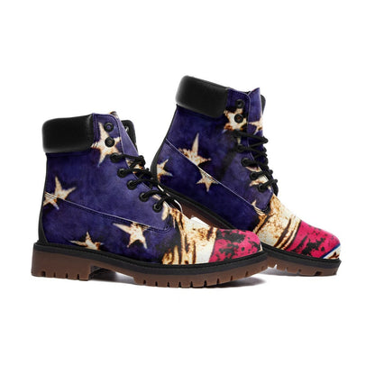 Retro American Flag Inspired Casual Leather Lightweight Boots