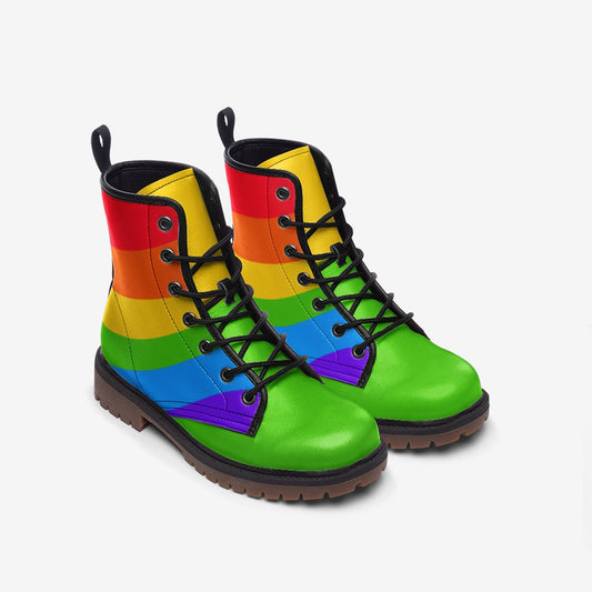 Rainbow Wave Pride Casual Leather Lightweight Boots