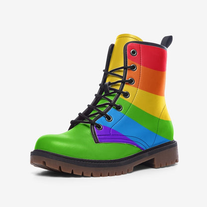 Rainbow Wave Pride Casual Leather Lightweight Boots