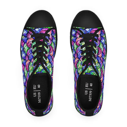 Bright Scales Mermaid Dragon Low Top Sneakers