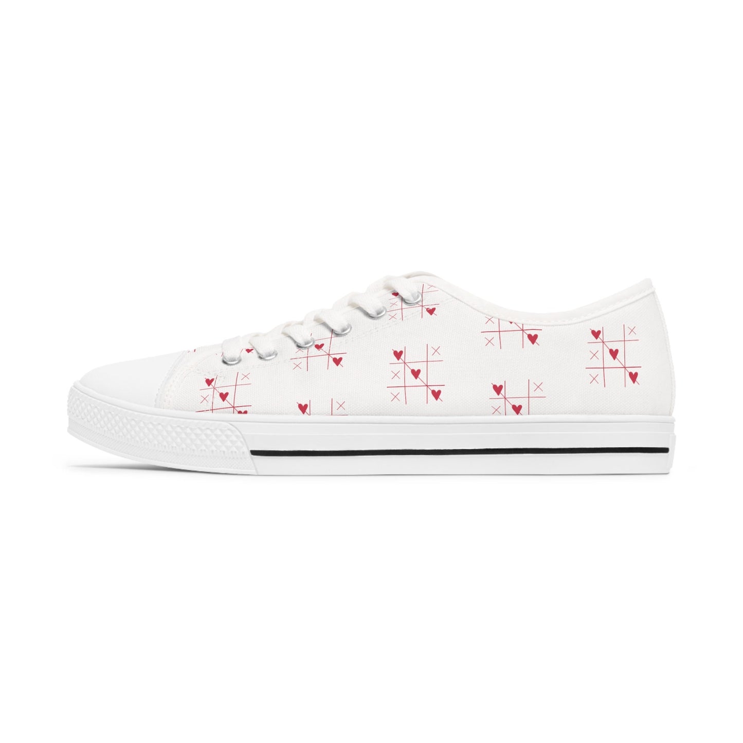 Tic Tac Toe Love Hearts Valentines Low Top Sneakers