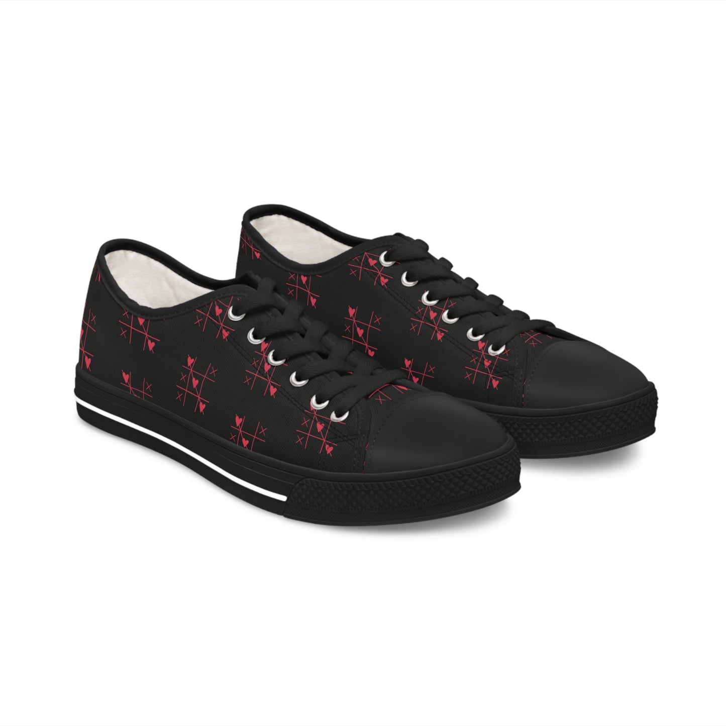 Tic Tac Toe Hearts Valentine Low Top Sneakers