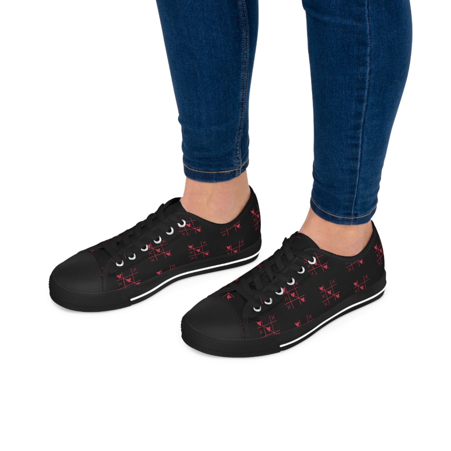 Tic Tac Toe Hearts Valentine Low Top Sneakers