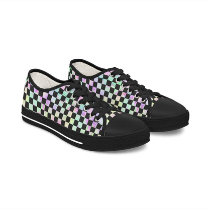 Rainbow Gradient Checkered Low Top Sneakers