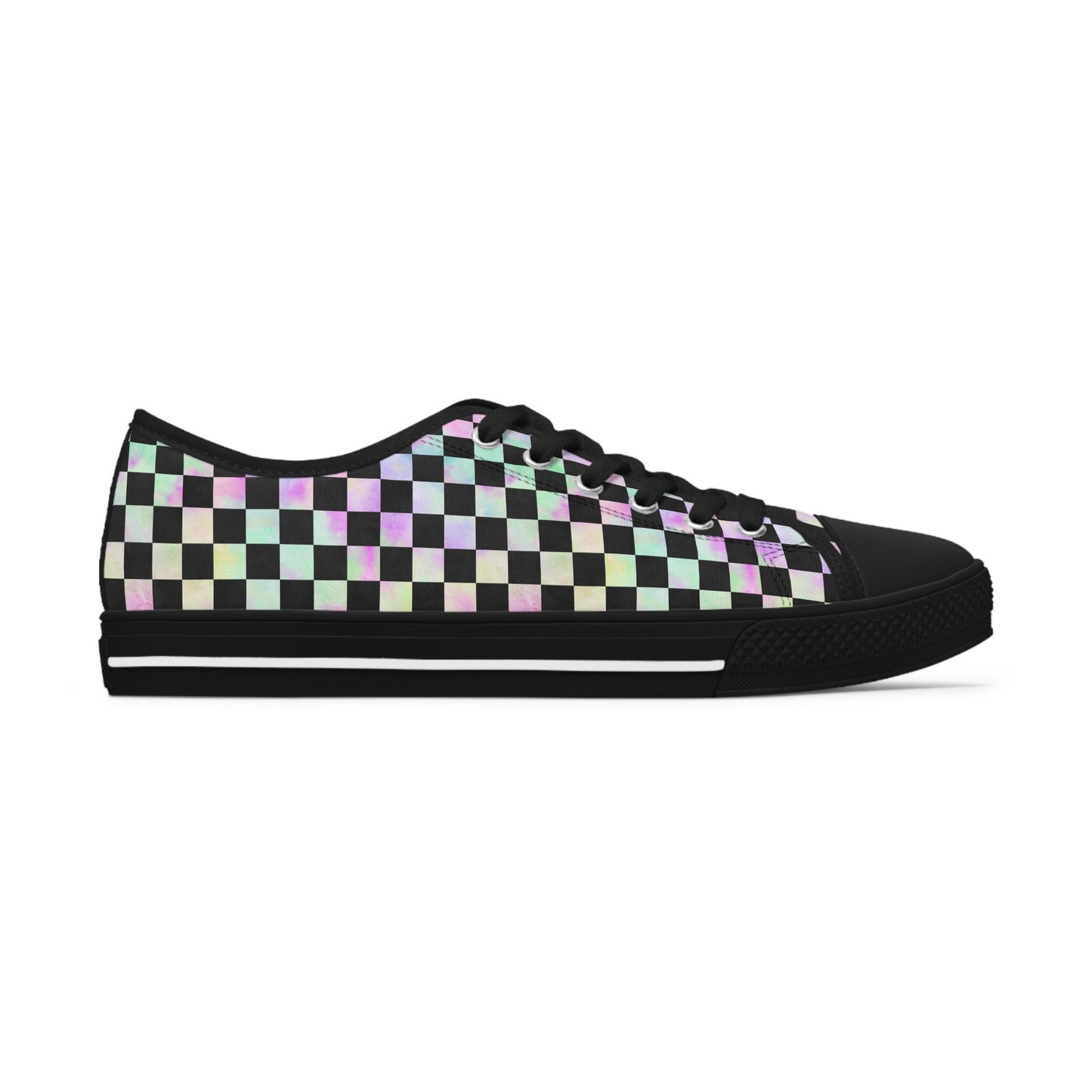 Rainbow Gradient Checkered Low Top Sneakers