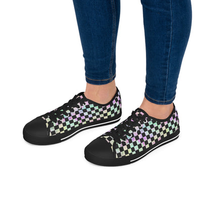 Rainbow Gradient Checkered Low Top Sneakers